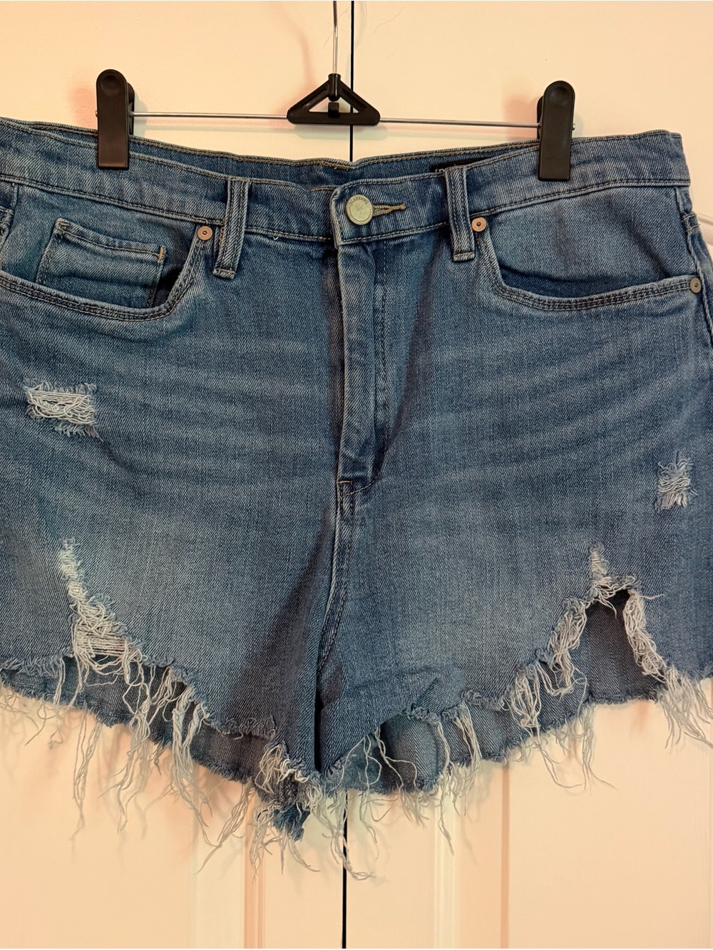 BLANK NYC The Lenox High-Rise Distressed Denim Shorts